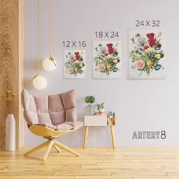 "Artery8 Herman Henstenburgh Colourful Bouquet of Flowers Canvas Wall Art Print - Size: W12"" x H16""" - thumbnail 4
