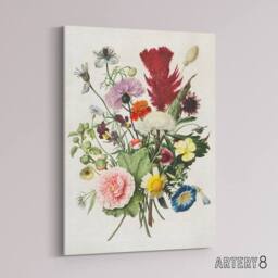 "Artery8 Herman Henstenburgh Colourful Bouquet of Flowers Canvas Wall Art Print - Size: W12"" x H16""" - thumbnail 2