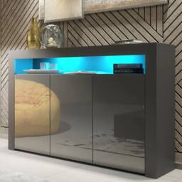 Creative Furniture Aether Sideboard 155cm - Dark Grey with Gloss Doors & LED Lights - thumbnail 5