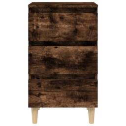 Berkfield Home Bed Cabinets with Solid Wood Legs 2 pcs Smoked Oak 40x35x69 cm in Brown - Size: 40 x 35 x 69 cm - thumbnail 6