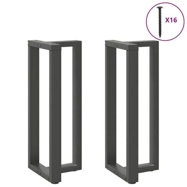 Berkfield Home Modern Bar Table Legs T-Shaped¬†2 pcs Anthracite 50x35x(100-101) in Dark Grey - image 1