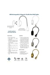 CGC Lighting 'Matilda' Black Adjustable Flexible Neck LED Rechargeable Magnetic USB Reading Bedside Wall Light - thumbnail 6