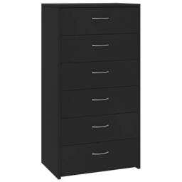 Berkfield Home Sideboard with 6 Drawers Black 50x34x96 cm Engineered Wood - Size: 50 x 34 x 96 cm - thumbnail 3