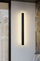 Living and Home Outdoor IP65 Waterproof Long Wall LED Light with Cord in Black - thumbnail 3