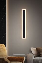 Living and Home Outdoor IP65 Waterproof Long Wall LED Light with Cord in Black - thumbnail 2