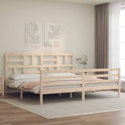 Berkfield Home Beautiful Bed Frame without Mattress 200x200 cm Solid Wood in Light Tan - thumbnail 2