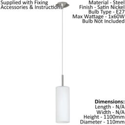 Loops Ceiling Pendant Light & 2x Matching Wall Lights Satin Nickel Glass Hanging Lamp in Metallics - thumbnail 2