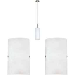 Loops Ceiling Pendant Light & 2x Matching Wall Lights Satin Nickel Glass Hanging Lamp in Metallics - thumbnail 1