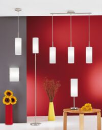 Loops Ceiling Pendant Light & 2x Matching Wall Lights Satin Nickel Glass Hanging Lamp in Metallics - thumbnail 4