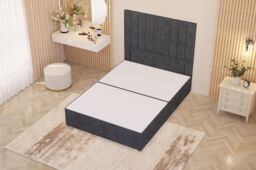 "Somnior Alexas Divan Bed Base with 54"" Floor Standing Headboard Plush Velvet in Charcoal - Size: Small Single" - thumbnail 3