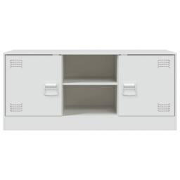 Berkfield Home TV Cabinet White 99x39x44 cm Steel - Size: 99 x 39 x 44 cm - thumbnail 6