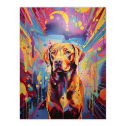 "Artery8 Wall Art Print Red Labrador Retriever Dog Lover Gift Pet Portrait Colourful Neon Artwork Painting Poster - Size: W18"" x H24""" - thumbnail 1