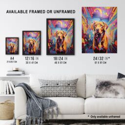 "Artery8 Wall Art Print Red Labrador Retriever Dog Lover Gift Pet Portrait Colourful Neon Artwork Painting Poster - Size: W18"" x H24""" - thumbnail 3