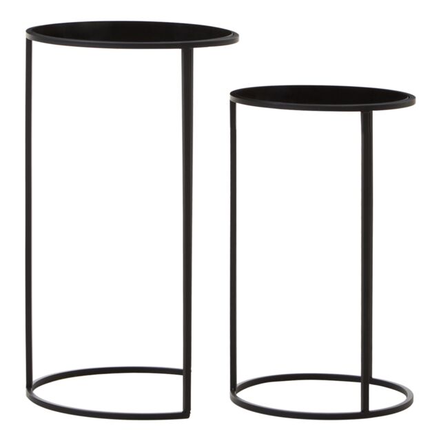 Orsina Avento Set Of Two Round Black Plant Stands - image 1