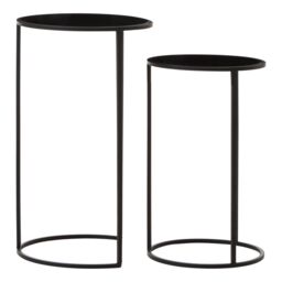 Orsina Avento Set Of Two Round Black Plant Stands