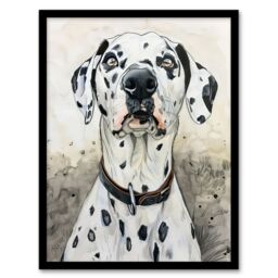"Artery8 Sweet Gazing Dalmatian Dog Lover Watercolour Framed Wall Art in White - Size: W12"" x H16""" - thumbnail 1
