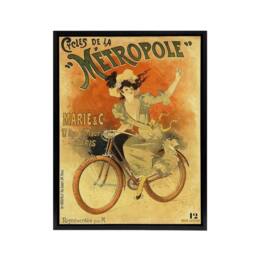 "Artery8 Metropole Cycles French Vintage Advert Framed Canvas Wall Art Print in Beige - Size: W18"" x H24""" - thumbnail 1