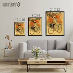 "Artery8 Metropole Cycles French Vintage Advert Framed Canvas Wall Art Print in Beige - Size: W18"" x H24""" - thumbnail 4