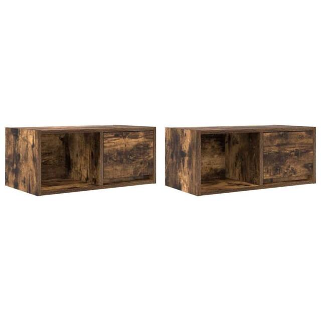 Berkfield Home TV Cabinets 2 pcs Smoked Oak 60x31x25.5 cm Engineered Wood in Brown - image 1