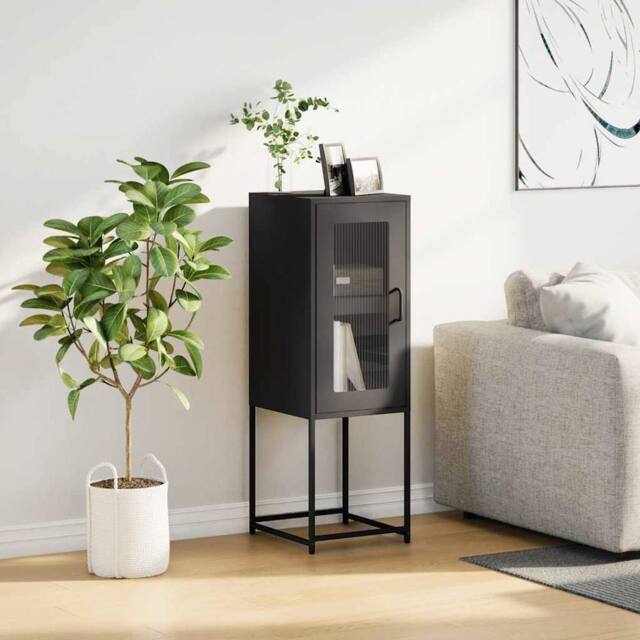 Berkfield Home Sideboard Black 36x39x107 cm Cold-rolled Steel - Size: 36 x 39 x 107 cm - image 1
