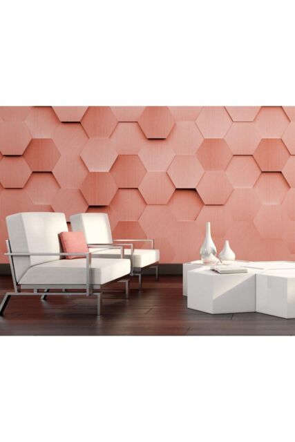Origin Murals Metal Hexagons Wall Mural in Burnt Orange - Size: W350 cm x H280 cm - image 1