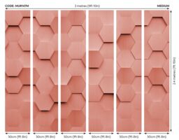 Origin Murals Metal Hexagons Wall Mural in Burnt Orange - Size: W350 cm x H280 cm - thumbnail 3