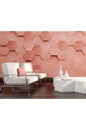 Origin Murals Metal Hexagons Wall Mural in Burnt Orange - Size: W350 cm x H280 cm - thumbnail 1