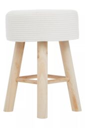 Orsina Durable White Cotton Rope Stool, Stylish Kitchen Stool For Bedroom, Versatile Design Bar Stool For Guests - thumbnail 2