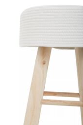 Orsina Durable White Cotton Rope Stool, Stylish Kitchen Stool For Bedroom, Versatile Design Bar Stool For Guests - thumbnail 3