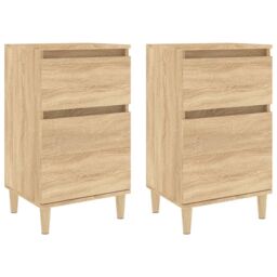 Berkfield Home Bedside Cabinets 2 pcs Sonoma Oak 40x35x70 cm in Brown - Size: 40 x 35 x 70 cm - thumbnail 2