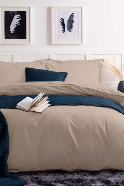 Belledorm Easy Care 200 Thread Count Cotton Polyester Percale Duvet Cover in Cream - Size: Super King - image 1