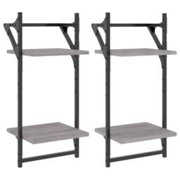 Berkfield Home 2-Tier Wall Shelves with Bars 2 pcs Grey Sonoma 30x25x65 cm - Size: 30 x 25 x 65 cm - thumbnail 1