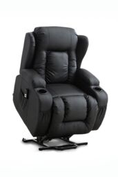 More4Homes Caesar Dual Motor Rise Recliner Bonded Leather Heat & Massage Chair in Black - thumbnail 4