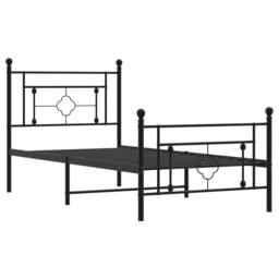 Berkfield Home Metal Bed Frame without Mattress with Footboard Black 100x200cm - Size: 100x200 cm - thumbnail 4