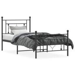 Berkfield Home Metal Bed Frame without Mattress with Footboard Black 100x200cm - Size: 100x200 cm - thumbnail 3