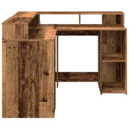 Berkfield Home Desk with LED Lights Old Wood 130x130x91 cm Engineered Wood in Brown - Size: 130 x 130 x 91 cm - thumbnail 7
