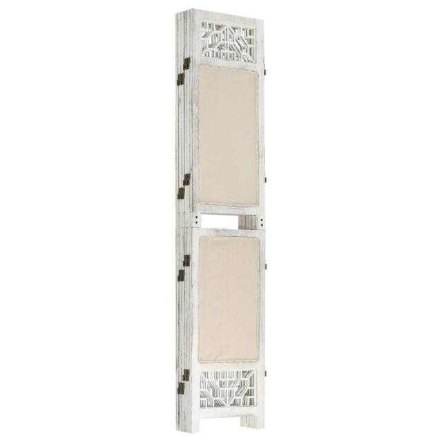 Berkfield Home Elegant 6-Panel Room Divider Cream 210x165 cm Fabric in Beige - image 1