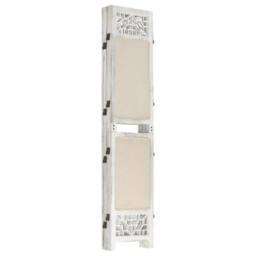 Berkfield Home Elegant 6-Panel Room Divider Cream 210x165 cm Fabric in Beige