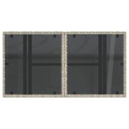 Berkfield Home Garden Table with Glass Top Light Grey 100x55x73 cm Poly Rattan - Size: 100 x 55 x 73 cm - thumbnail 9