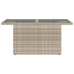 Berkfield Home Garden Table with Glass Top Light Grey 100x55x73 cm Poly Rattan - Size: 100 x 55 x 73 cm - thumbnail 5