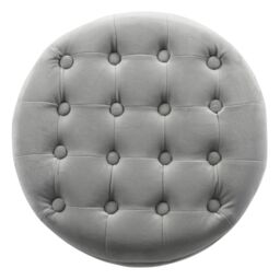 Luxury Living Cambridge Tufted Round Storage Ottoman Footstool in Light Grey - thumbnail 4