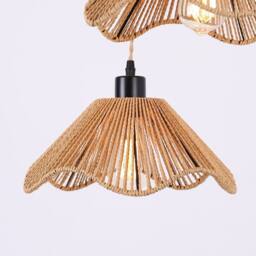 NIVOR 3 Light Boho Chandelier Light Fixture, Farmhouse Rattan Pendant Light in Brown - thumbnail 5