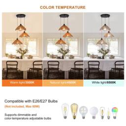 NIVOR 3 Light Boho Chandelier Light Fixture, Farmhouse Rattan Pendant Light in Brown - thumbnail 4