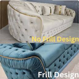 Stratus Interiors Ambassador Sofa for Livingroom - No Frills - L Shape Corner - Gold Trim in Silver - thumbnail 2