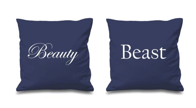 60 SECOND MAKEOVER Beauty & Beast Cushion Covers in Navy - Size: 40 cm x 40 cm