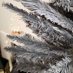 Samuel Alexander 244cm / 8ft Wrapped Pencil Pine Grey Christmas Tree with 460 Tips - thumbnail 5