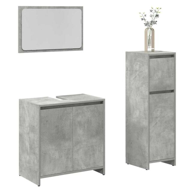 Berkfield Home 3 Piece Bathroom Furniture Set Concrete Grey Engineered Wood - image 1