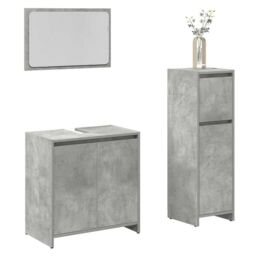 Berkfield Home 3 Piece Bathroom Furniture Set Concrete Grey Engineered Wood - thumbnail 1