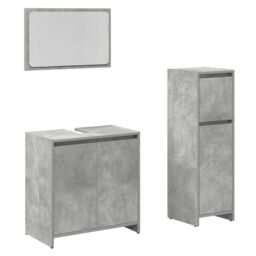 Berkfield Home 3 Piece Bathroom Furniture Set Concrete Grey Engineered Wood - thumbnail 2