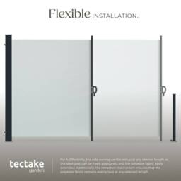 tectake Extendable Side Awning with Roll-up Mechanism, Opaque in Grey - Size: 300 cm x 180 cm - thumbnail 4